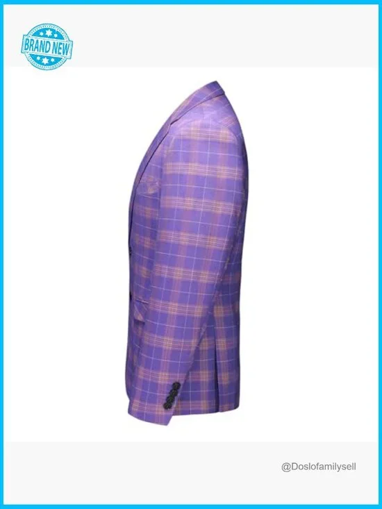 Classic Slim Fit Plaid Blazer Casual Sport Coat for Wedding Party - Picture 3 of 7